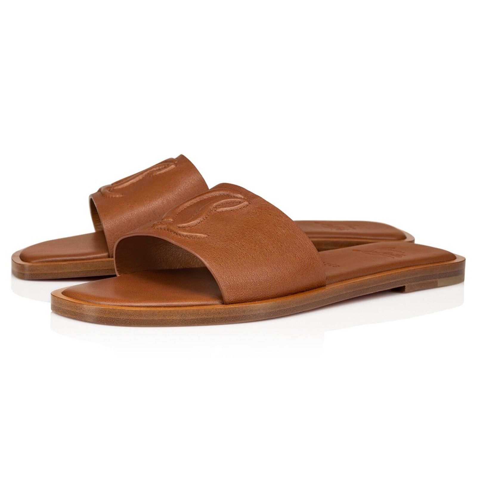 Christian Louboutin Christian Louboutin CL Mule Flat Cuoio Brown Leather Slide Size US 9.5 / IT 39.5 - 1 Thumbnail
