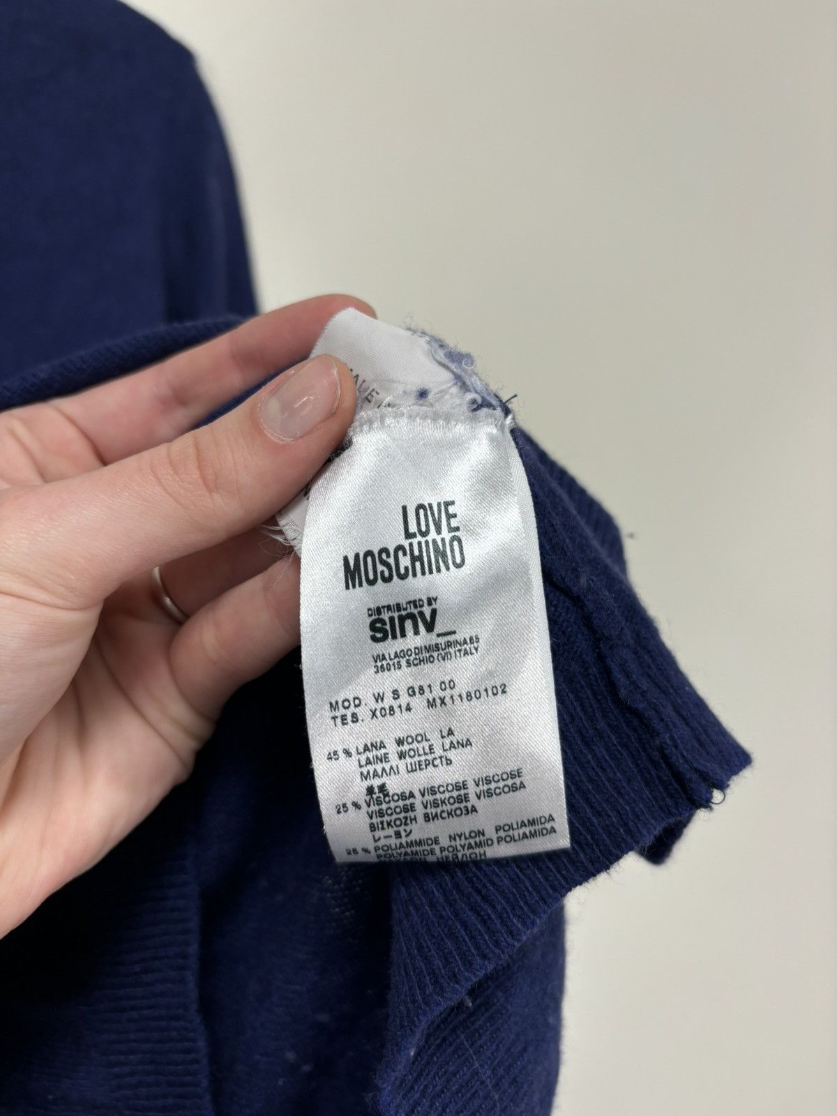 Love Moschino Love Moschino Women’s Heart Logo Blue Wool Cashmere Sweater Size M / US 6-8 / IT 42-44 - 9 Thumbnail