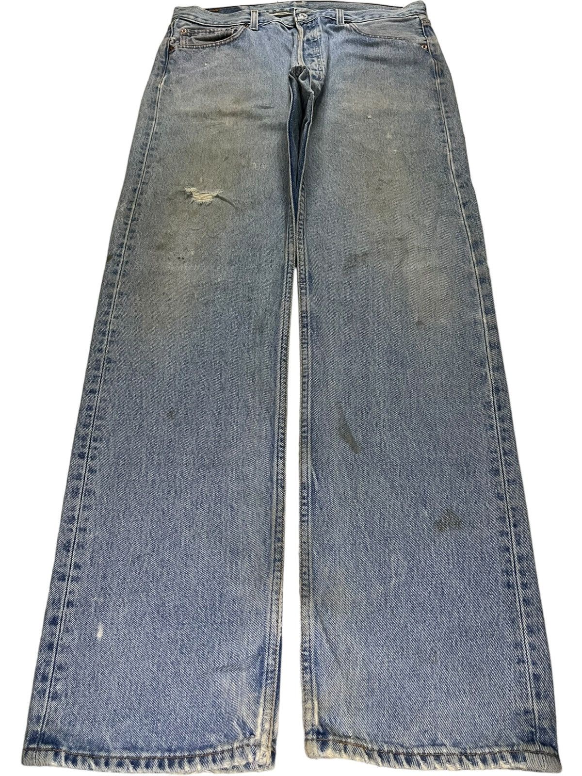 Levi's × Levi's Vintage Clothing Vintage 90s Levis 501 Blue Wash Grunge Distress Loose Jeans Size US 34 / EU 50 - 1 Thumbnail