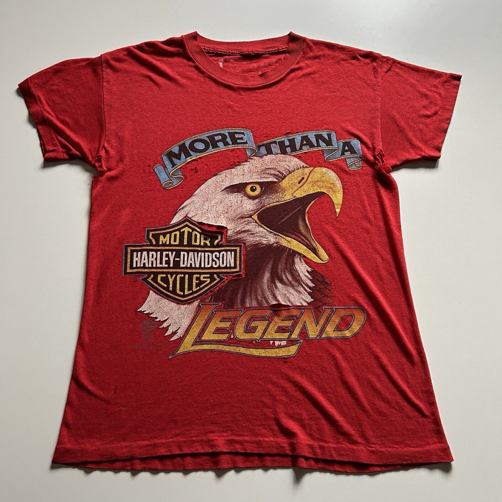 Harley Davidson Vintage 80s Harley Davidson Eagle Art T Shirt Large Red Rare Size US L / EU 52-54 / 3 - 1 Thumbnail