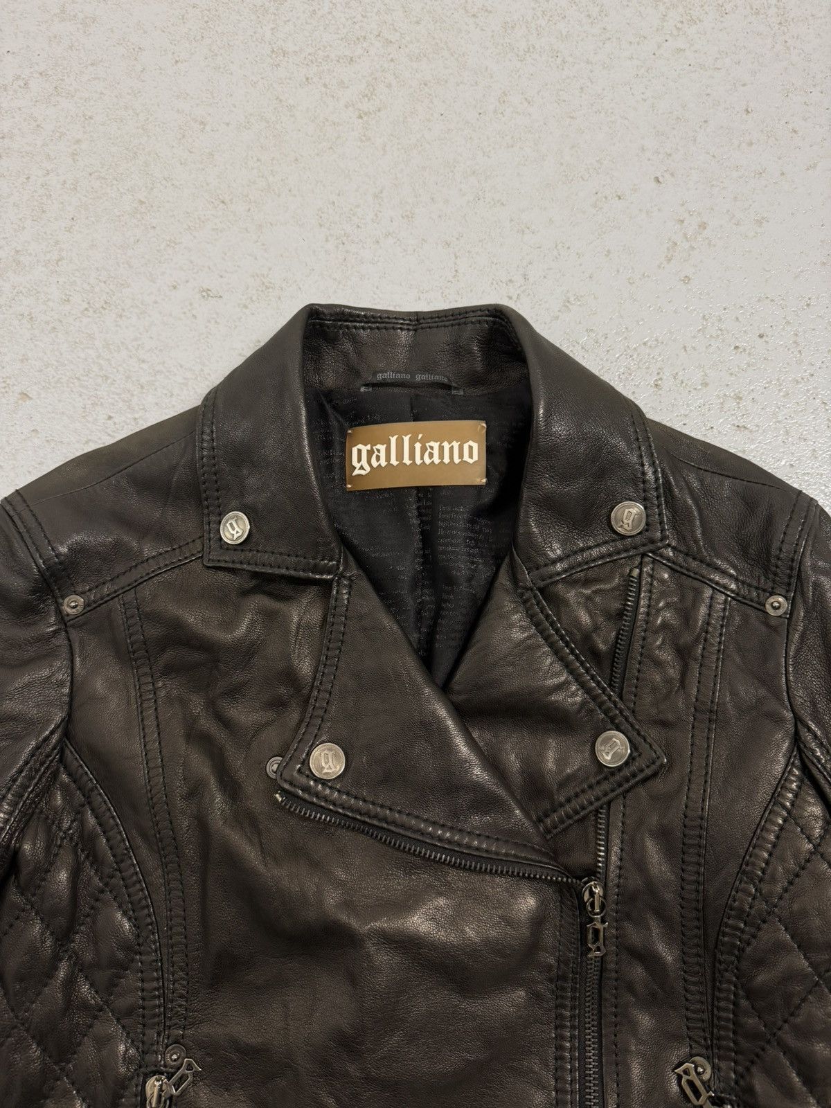 John Galliano Biker Leather Cropped Jacket