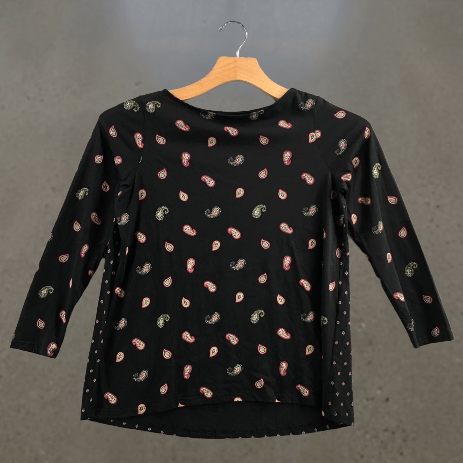 J. Jill JjIll Blouse Womens Small Black Paisley Long Sleeve Pullover Casual Shirt Size S / US 4 / IT 40 - 1 Thumbnail