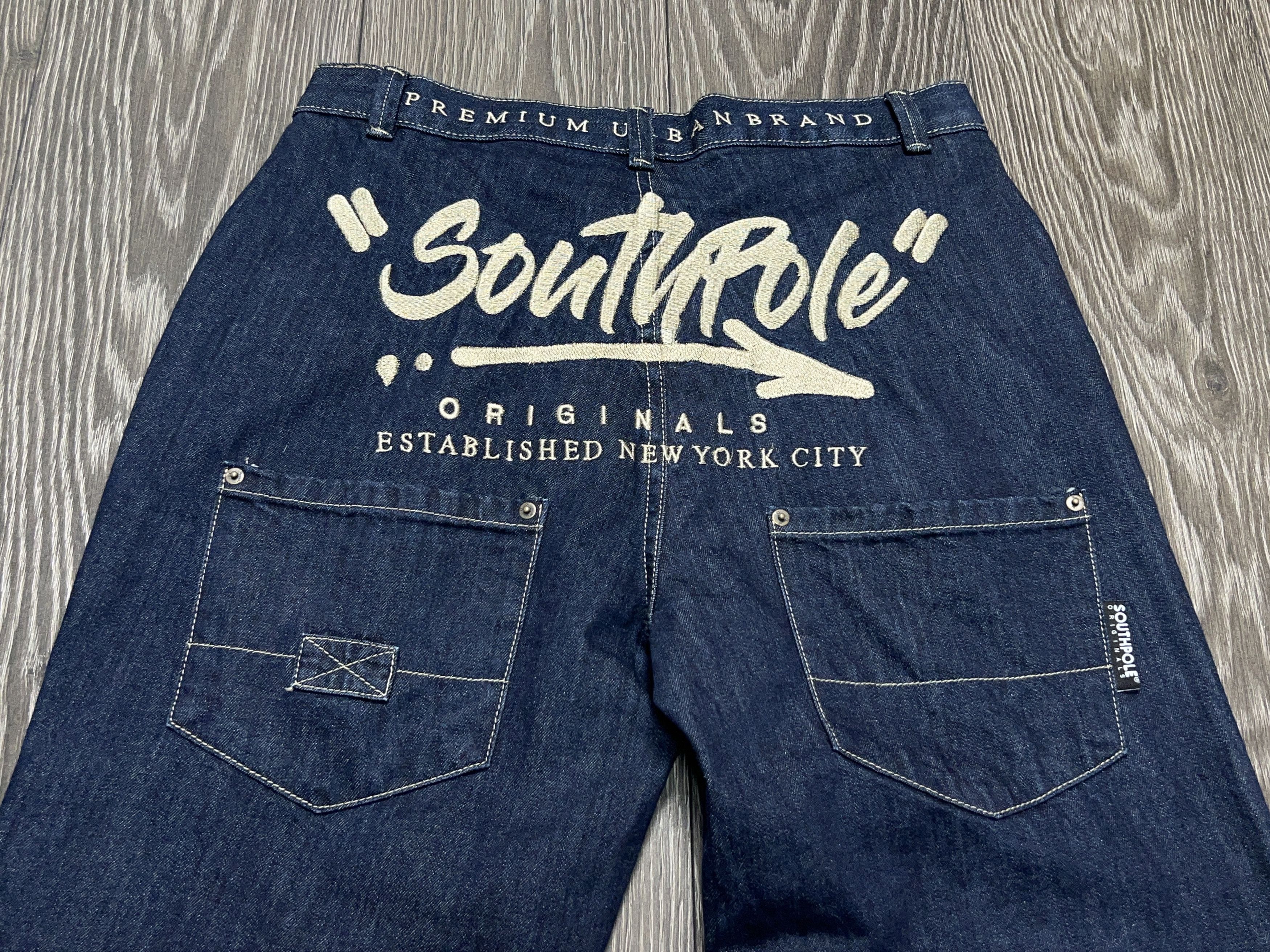 Southpole Mens Script Denim Jeans Pants Big Logo Embroidery Size 32 Size US 32 / EU 48 - 2 Thumbnail