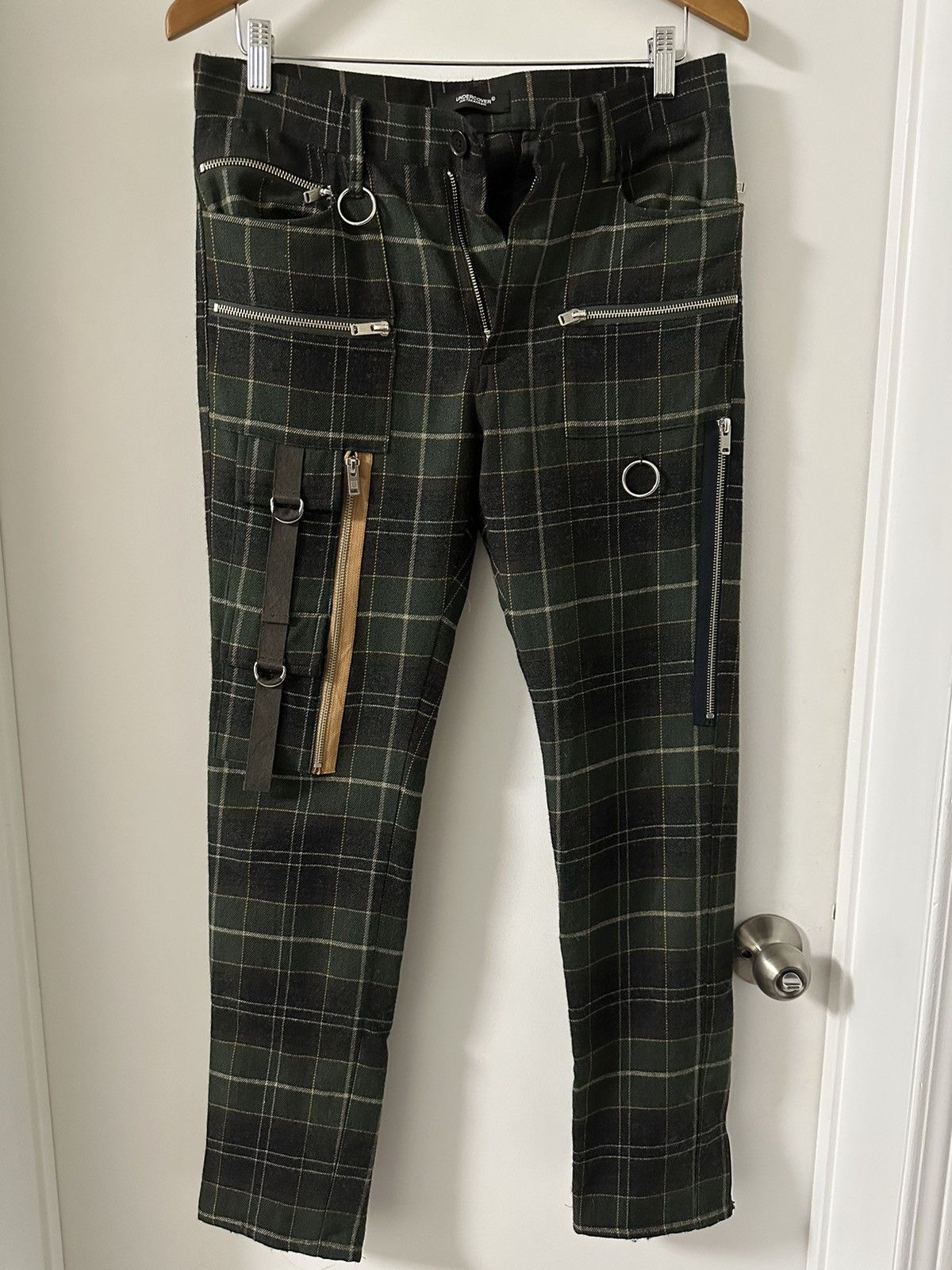 image of Undercover Ss19 Tartan Pants in Green Tartan, Men's (Size 30)