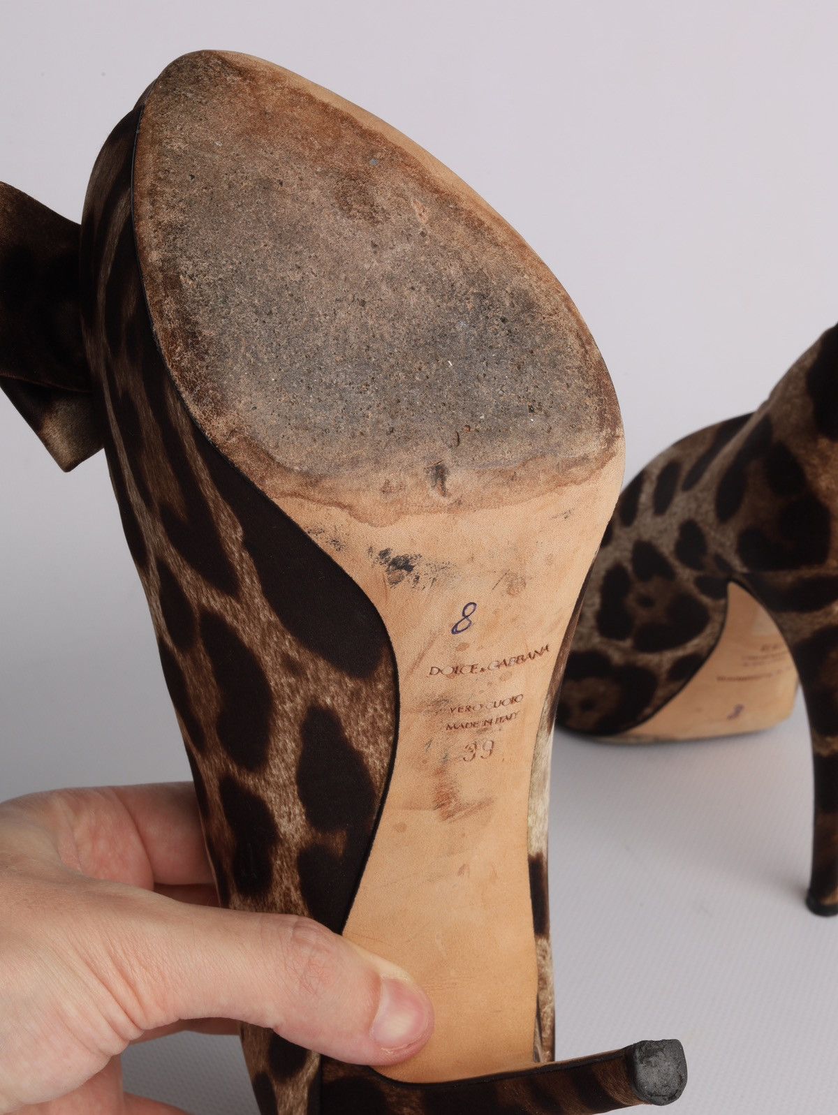 Dolce & Gabbana Dolce Gabbana Satin Leopard Print Heel Peep Toe Shoes Size US 9 / IT 39 - 11 Thumbnail