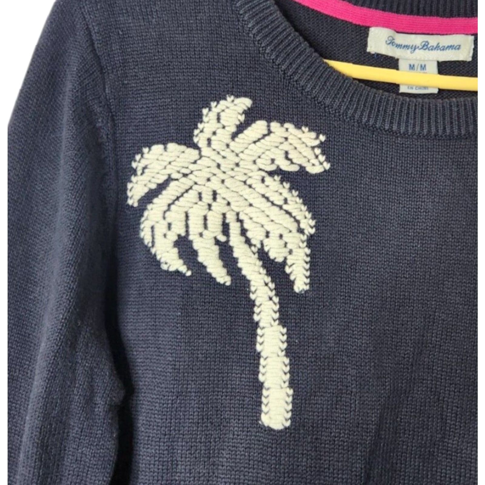 Tommy Bahama Tommy Bahama Womens M Palm Tree Knit Sweater Cotton Pullover Navy Blue Size M / US 6-8 / IT 42-44 - 4 Thumbnail
