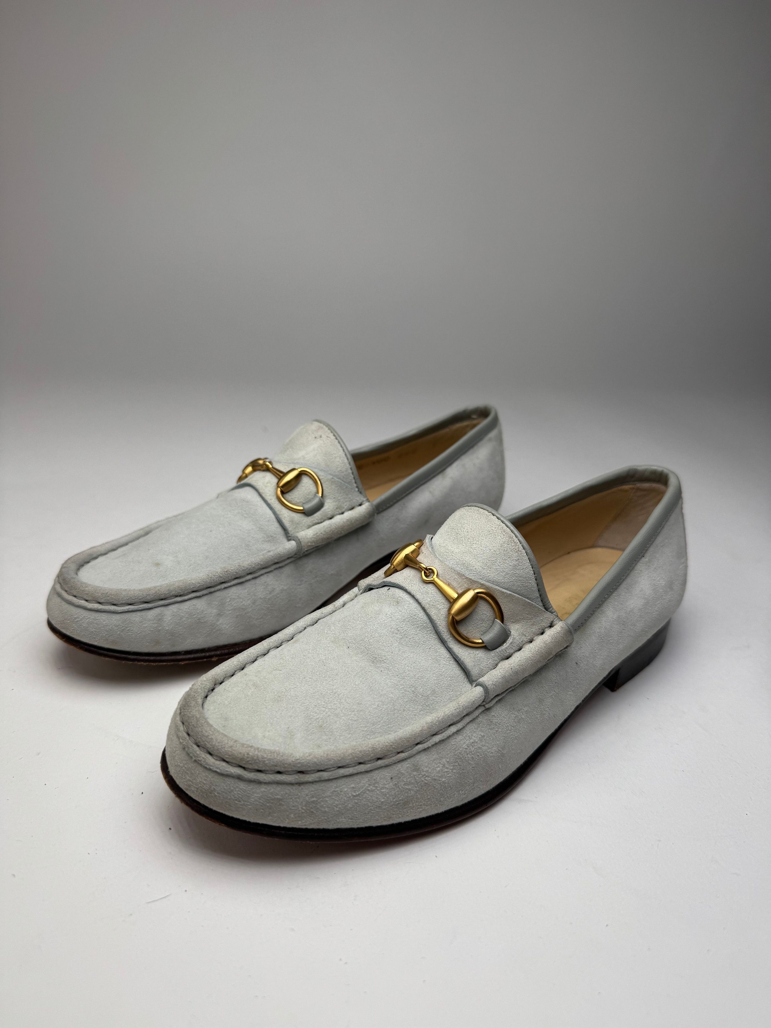 Gucci Vintage Suede Horsebit Loafer Light Blue 36,5C Size US 5.5 / IT 35.5 - 1 Thumbnail