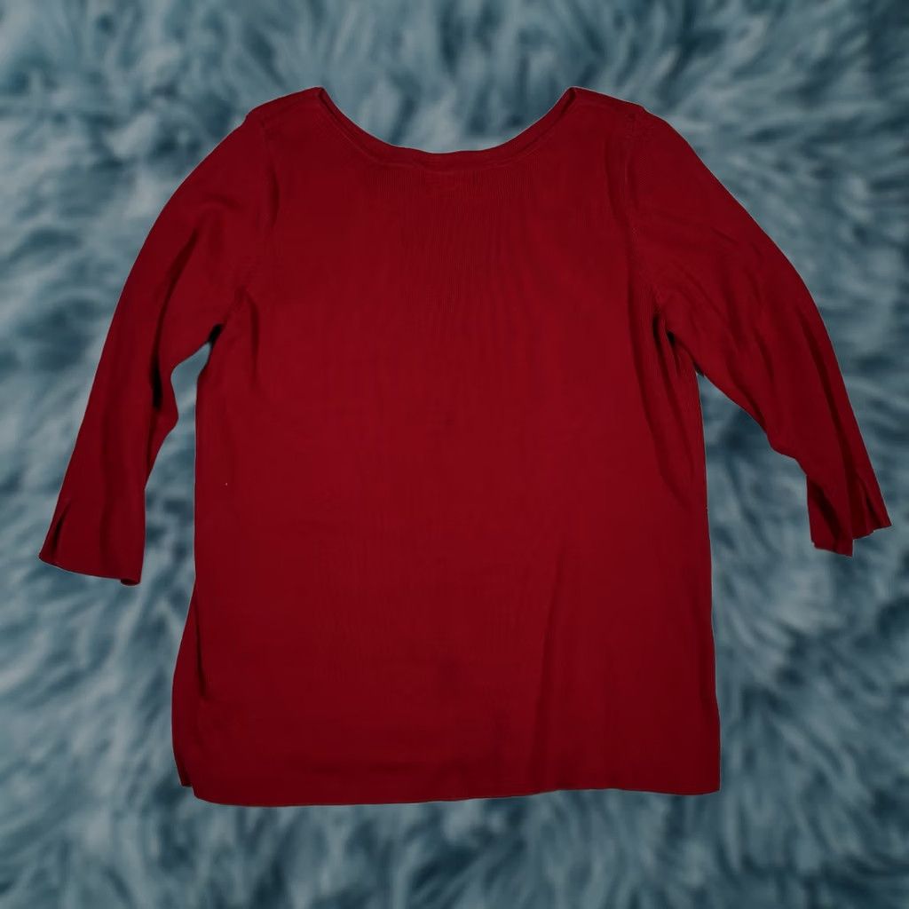 Vintage Karen Scott Shirt Women’s Red Scoop Neck Longsleeve M Size M / US 6-8 / IT 42-44 - 1 Thumbnail