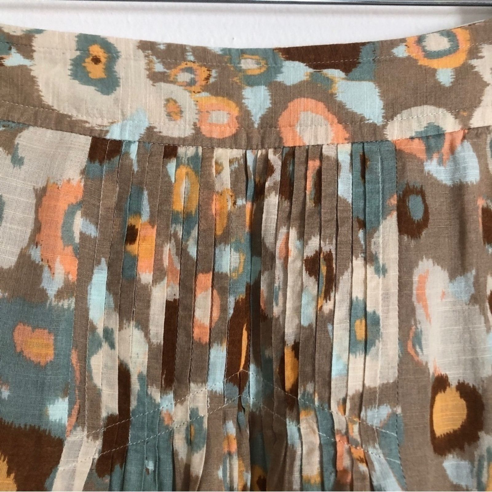 Banana Republic Banana Republic Abstract Floral Brown Multicolor Pleat Skirt Size 34" / US 12 / IT 48 - 2 Thumbnail