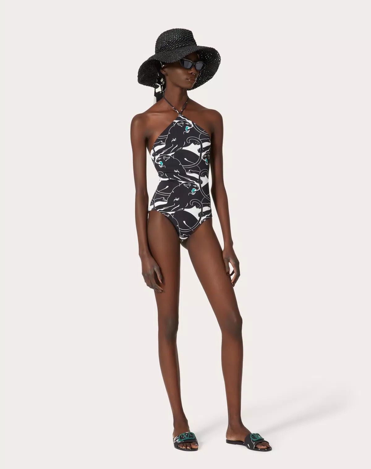 Valentino o1s1wg110625 Panther Lycra Swimsuit in Black Size XL / US 12-14 / IT 48-50 - 4 Thumbnail