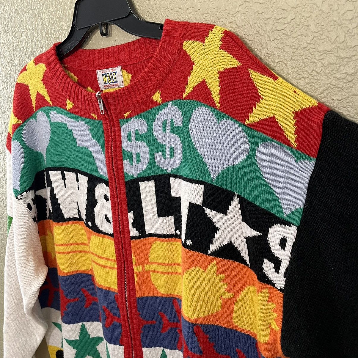Walter Van Beirendonck W&LT Walter Van Beirendock 90's Logo Knit Zip Sweater Size US L / EU 52-54 / 3 - 6 Thumbnail