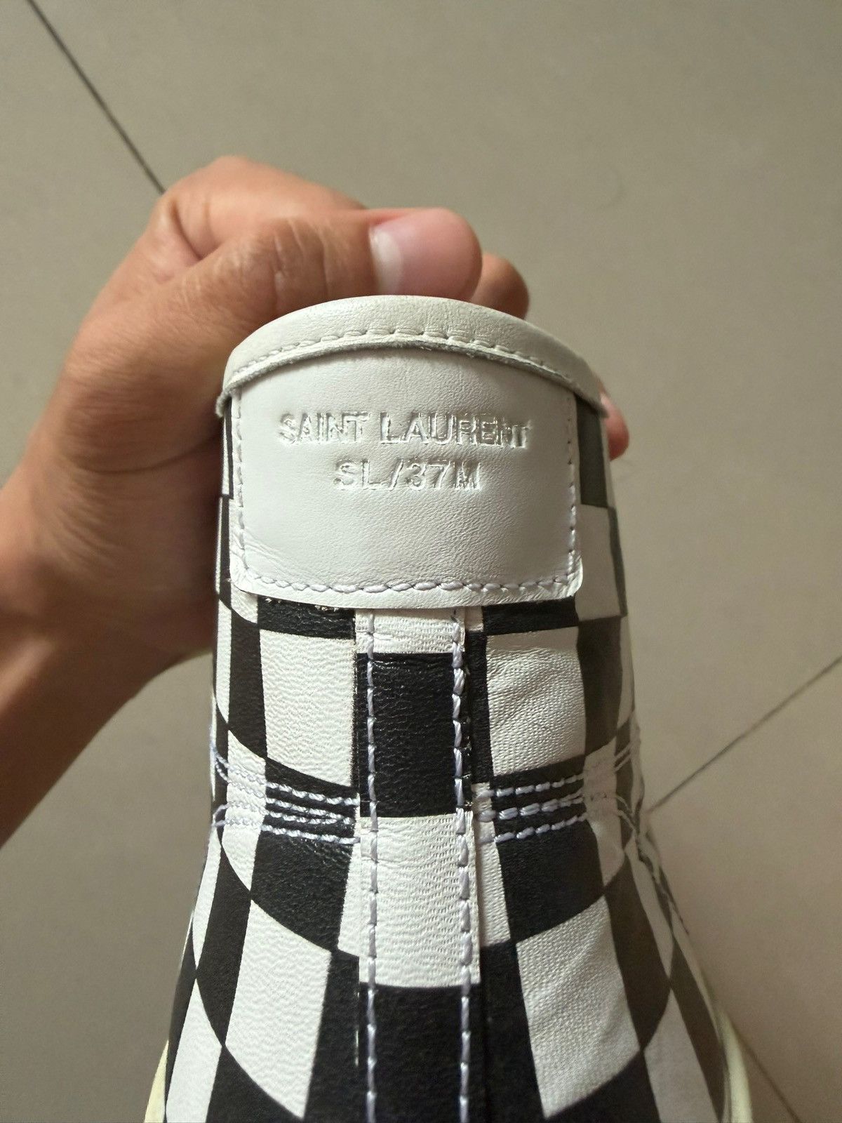 Saint Laurent Paris Saint Laurent Pairs Checkered SL/45 M High-Top Sneaker Size US 8.5 / EU 41-42 - 10 Thumbnail
