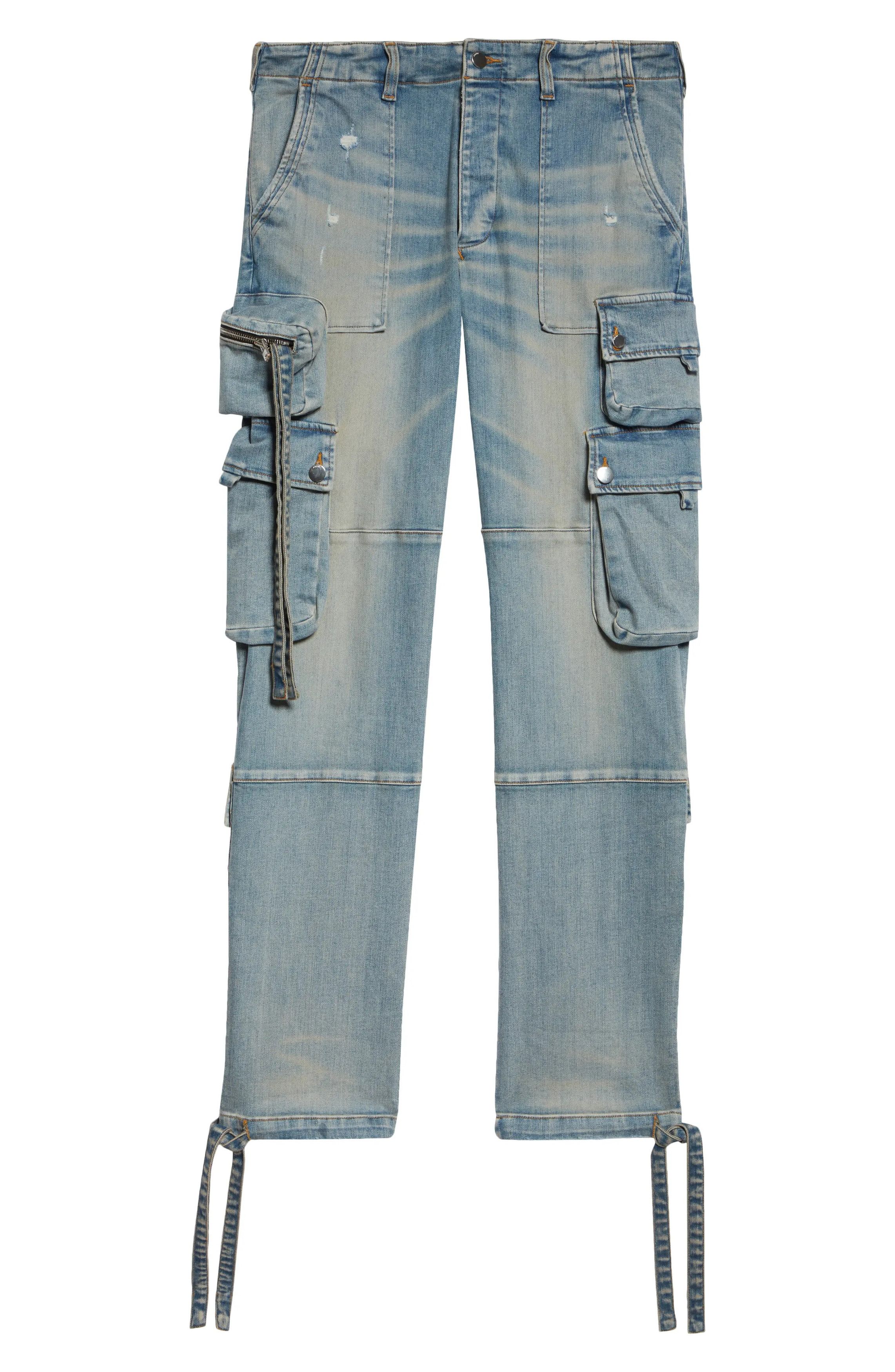 Amiri o1s1wg110425 Tactical Distressed Cargo Jeans in Blue Size US 30 / EU 46 - 1 Thumbnail