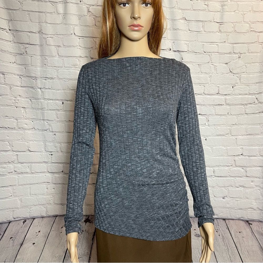 Michael Stars Michael Stars Ribbed Long Sleeve Ruched One Side Rayon Swea Size ONE SIZE - 1 Thumbnail