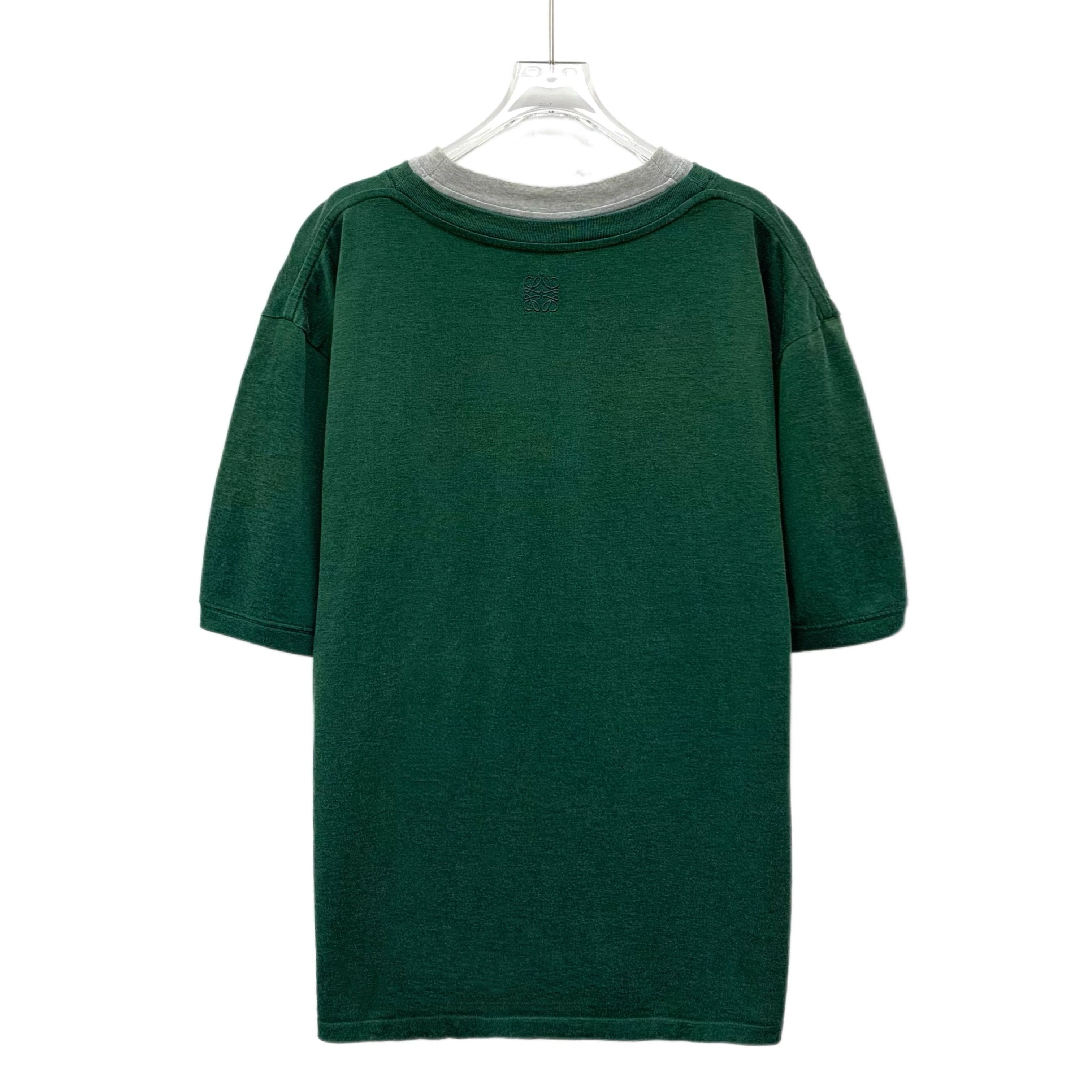 Loewe Loewe Logo Patch Two-in-One Cotton T-Shirt Dark Green (L) Size US L / EU 52-54 / 3 - 2 Thumbnail