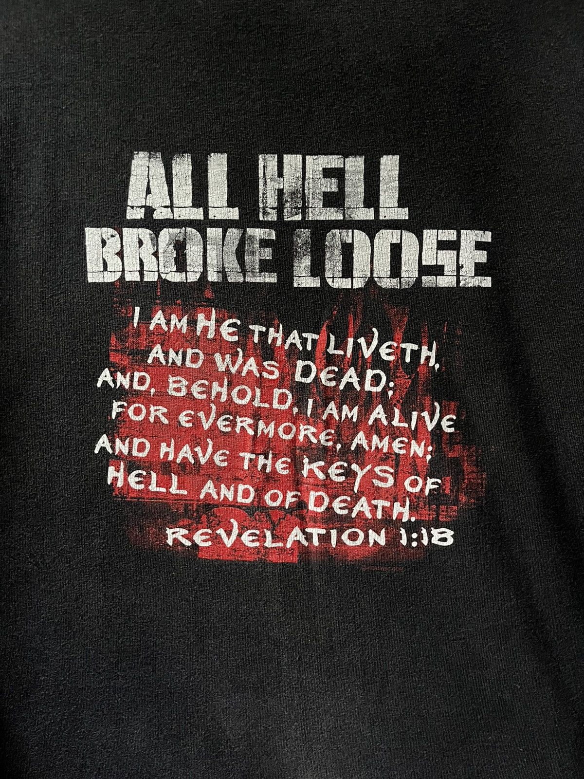 Vintage Vintage 90s Jesus All Hell Broke Loose Faded Shirt Size US XL / EU 56 / 4 - 3 Thumbnail