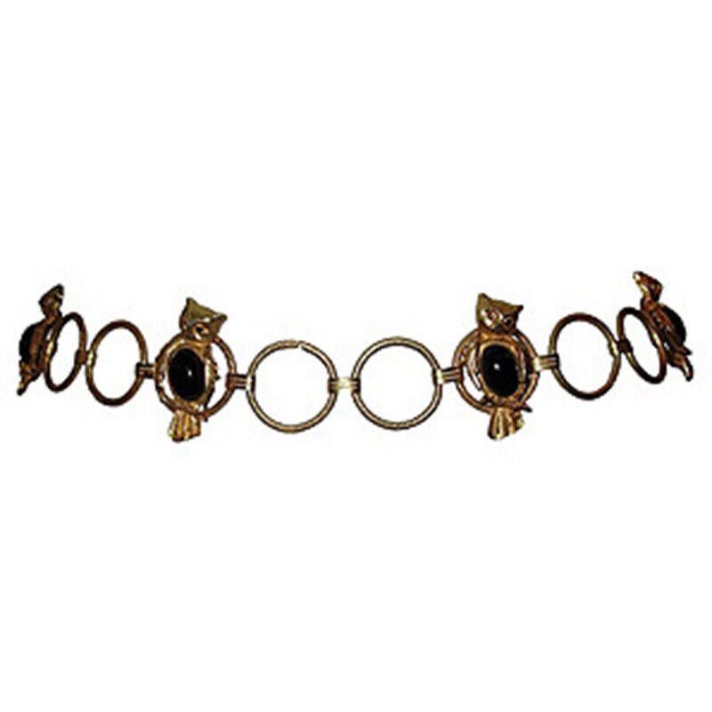 Designer Gold Tone Owl Belt with Simulated Black Onyx Cabochons Size ONE SIZE - 1 Thumbnail
