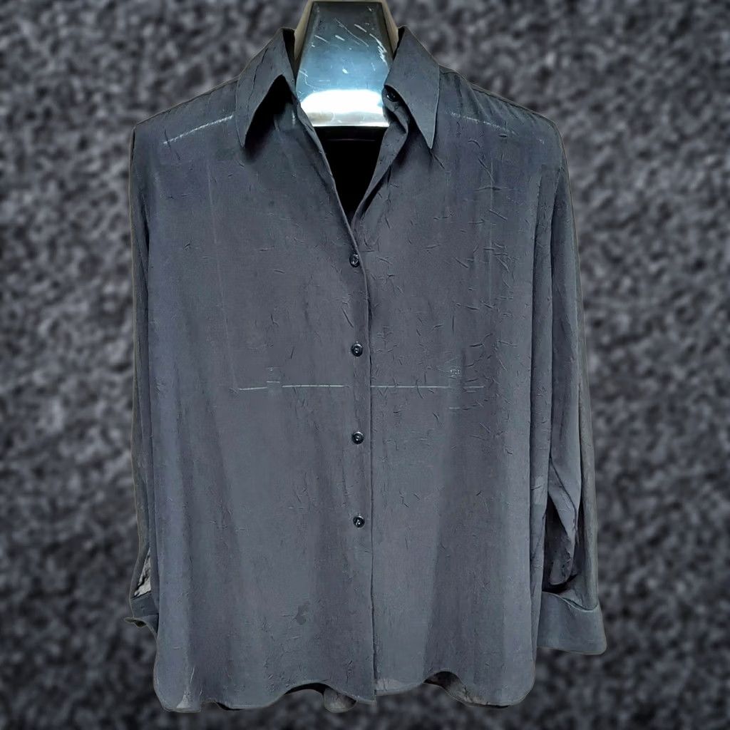 Sisley Sisley Relaxed Elegance Made in Italy Button Up Long Sleeve Sheer Blouse Sz 48 Black Size XL / US 12-14 / IT 48-50 - 1 Thumbnail
