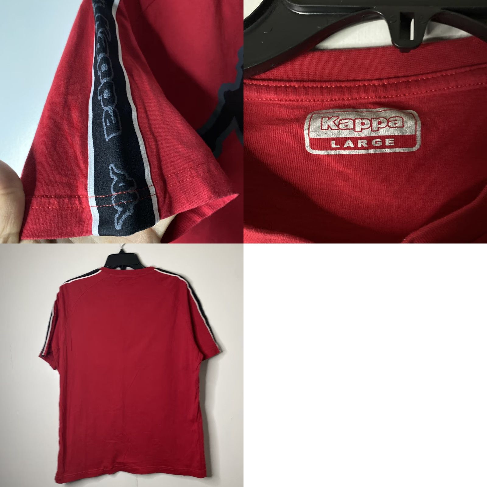 Kappa Kappa Men's Logo Tape Maroon T-Shirt L Shirt Streetwear Fashion Size US L / EU 52-54 / 3 - 8 Thumbnail