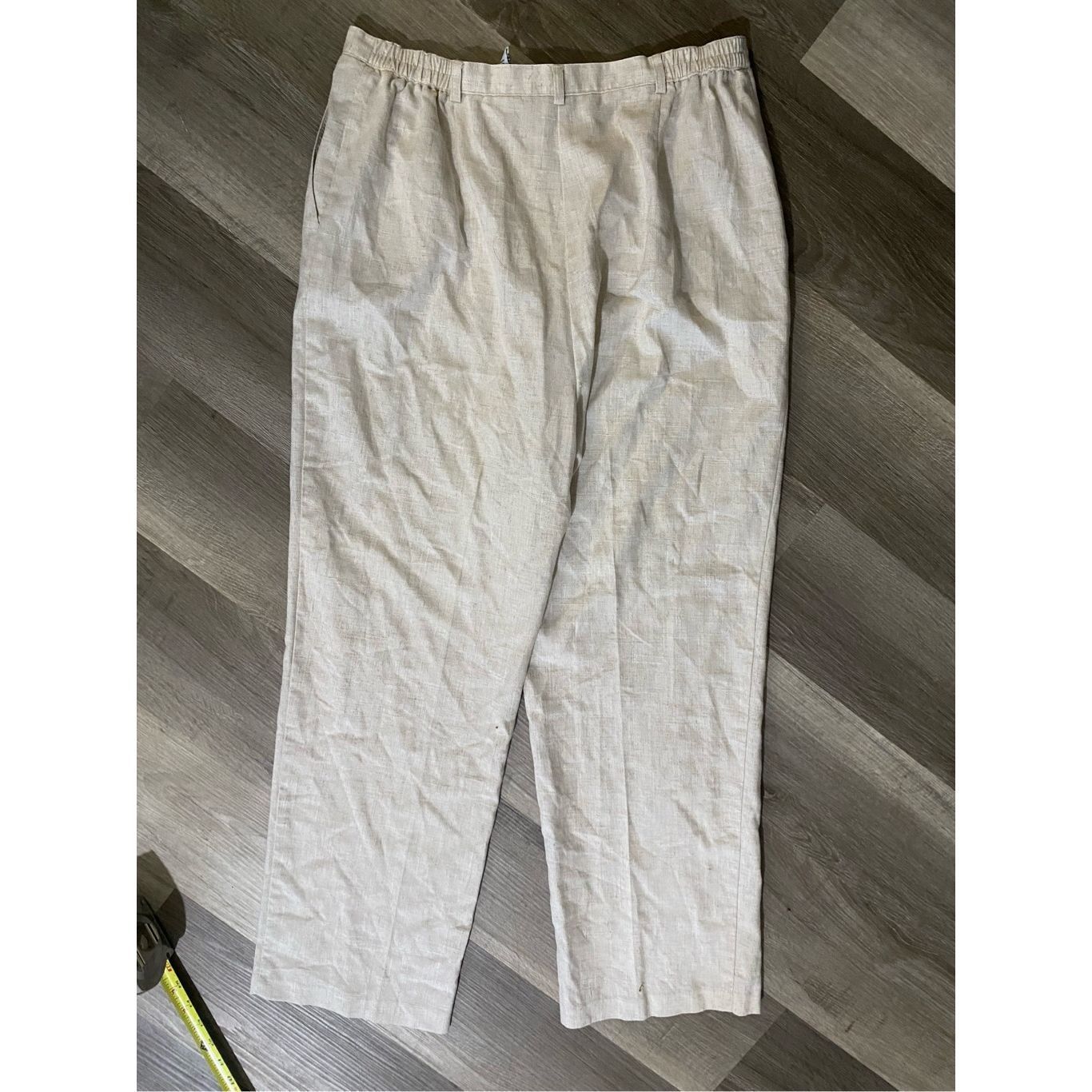 Misty Harbor Sag Harbor Light Khaki Linen Pants, Straight Leg, Size 12P Size 34" / US 12 / IT 48 - 7 Thumbnail