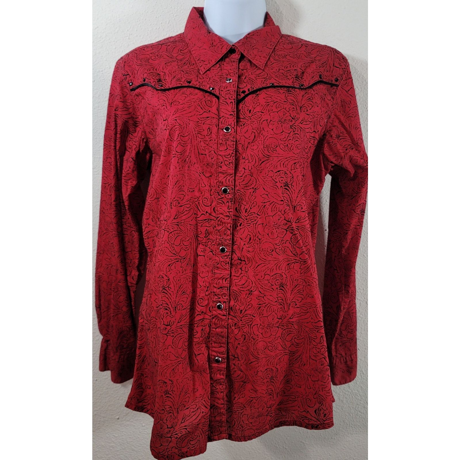 Wrangler Wrangler Red Black Rhinestones Button Snap Top Medium Size M / US 6-8 / IT 42-44 - 1 Thumbnail