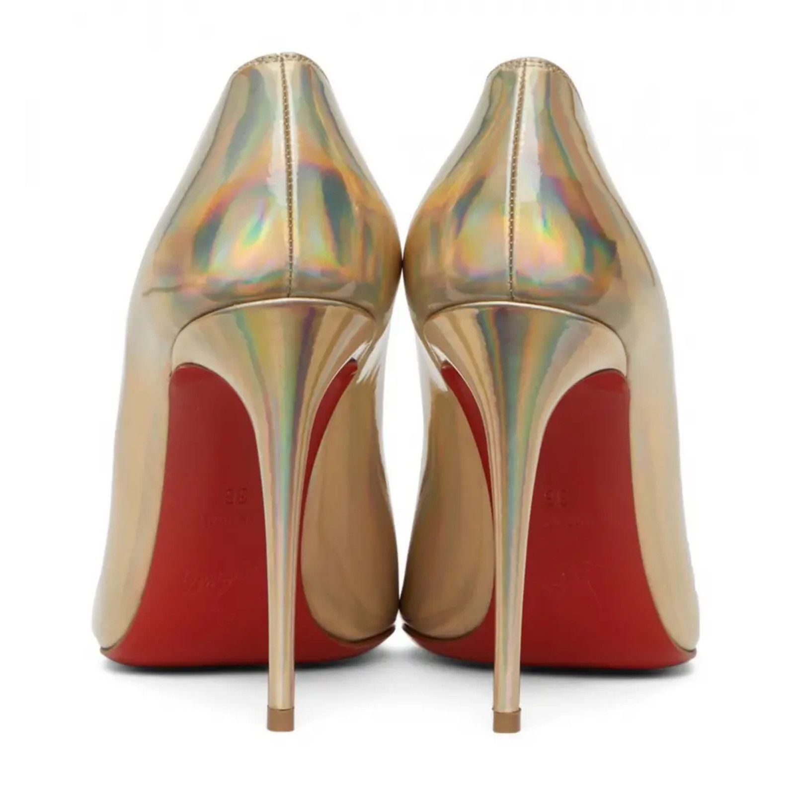 Christian Louboutin Hot Chick 100 Patent Psychic Gold Platine AB Heel Pump 39 Size US 9 / IT 39 - 10 Thumbnail