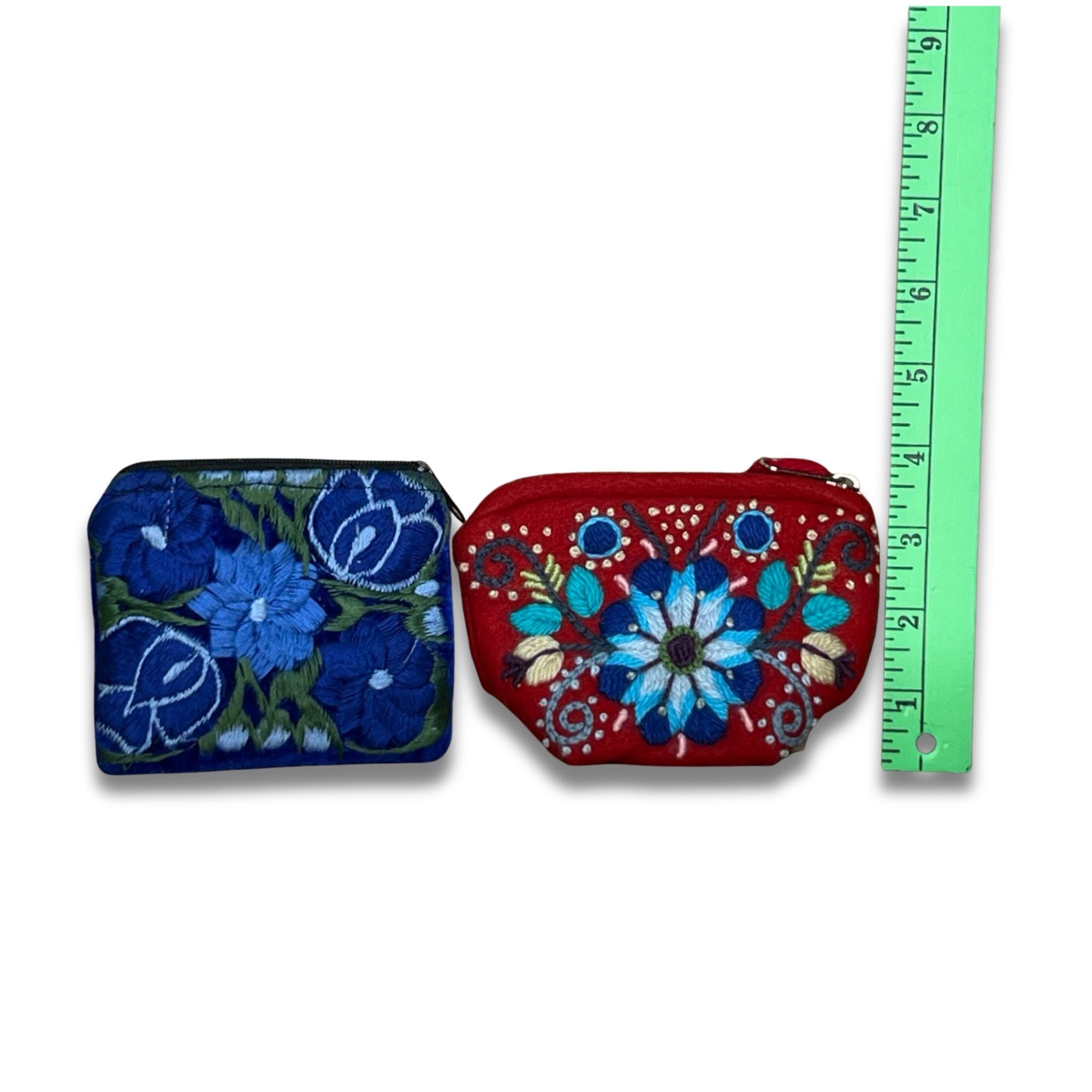 Handmade Handmade Embroidered Coin Purses With Floral Designs - Red & Size ONE SIZE - 6 Thumbnail
