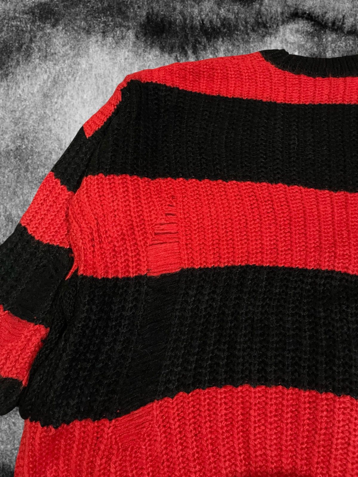 Hysteric Glamour Number Nine Kurt Cobain Style Distressed Cardigan Striped Size US L / EU 52-54 / 3 - 9 Thumbnail