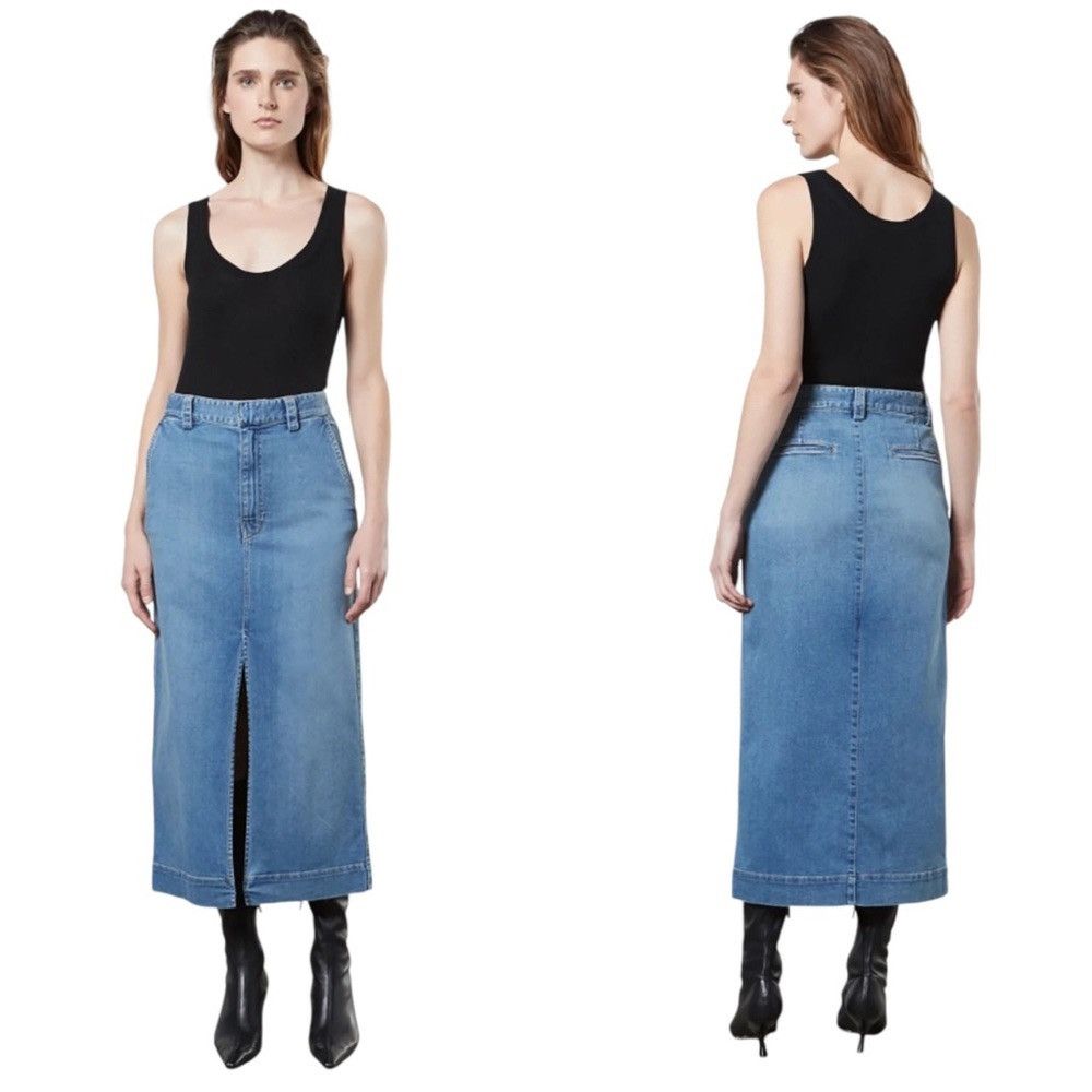 Enza Costa ENZA COSTA SOFT TOUCH FRONT SLIT DENIM JEAN SKIRT WOMENS Size 29" - 1 Thumbnail