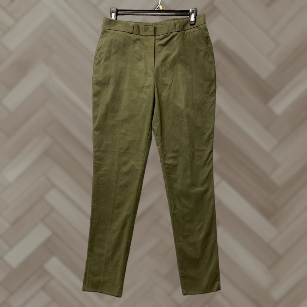 Lee BELL Women’s Chino Pants DARK GREEN Straight Leg 8M Split Button Zip Casual Workwear 36in Inseam Cotton Polyester Twill Ladies Pants Green Wool? Size 30" / US 8 / IT 44 - 1 Thumbnail