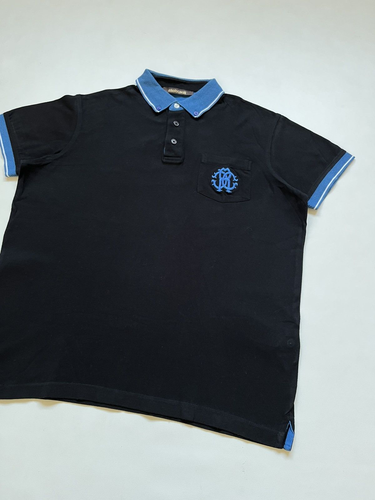 Roberto Cavalli Authentic Roberto Cavalli Contrast Collar Polo with RC Logo Size US M / EU 48-50 / 2 - 3 Thumbnail
