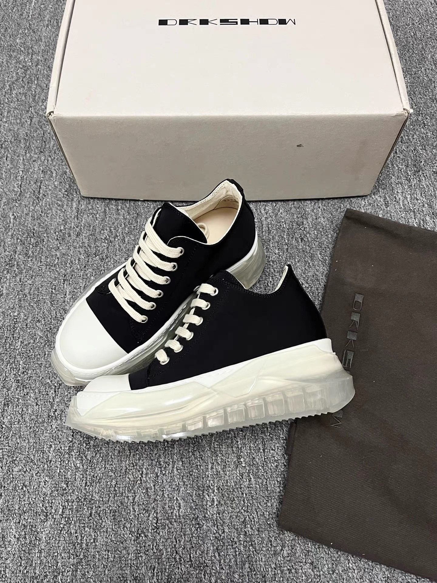 Rick Owens Rick Owens Women's Black & White Satin Tank Sole Ramones K34 Size US 6.5 / IT 36.5 - 2 Thumbnail