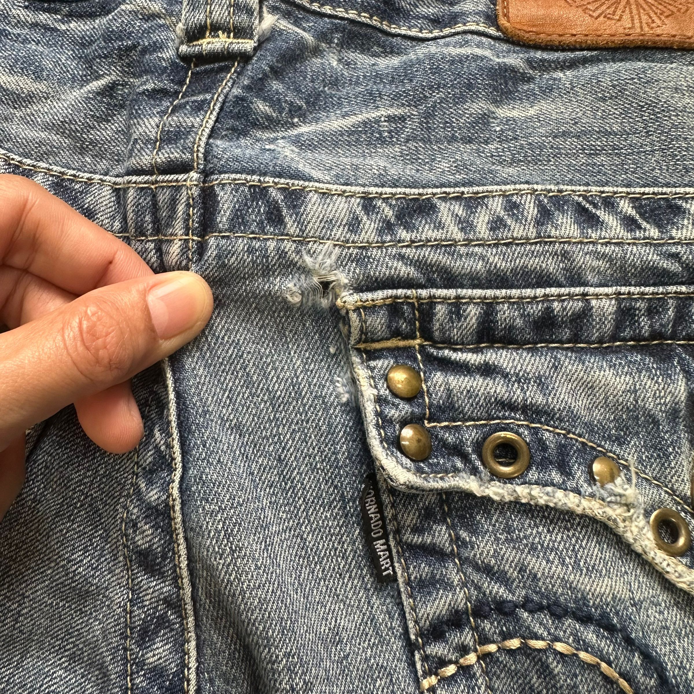 Tornado Mart TORNADO MART TWISTED FLARE STUDDED DISTRESSED JEAN #8505-012 Size 31" - 15 Thumbnail