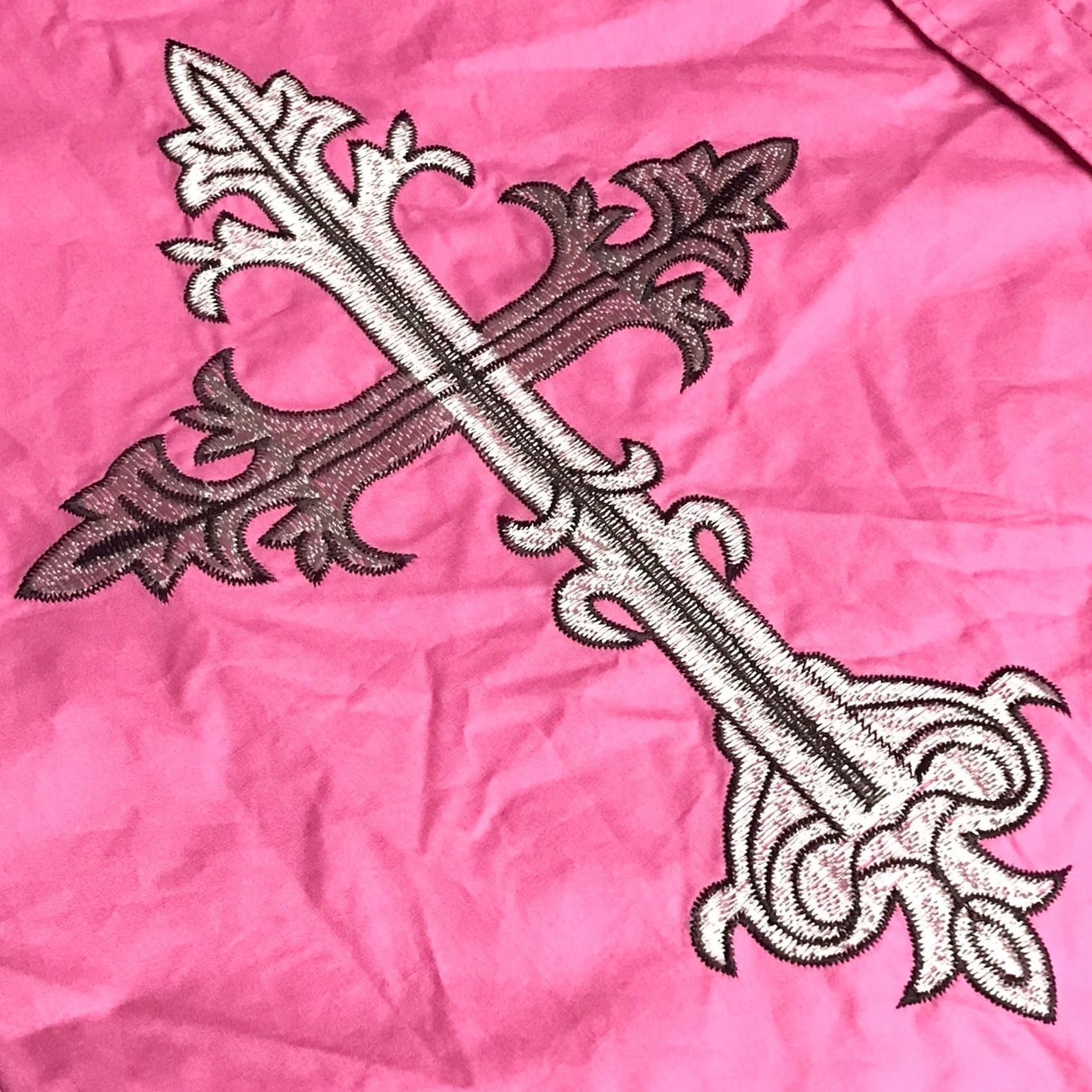 Pinko ALFs Men Pink Western Embroidered Cross Wings Button-Up Long Sleeve Shirt L Size US L / EU 52-54 / 3 - 6 Thumbnail