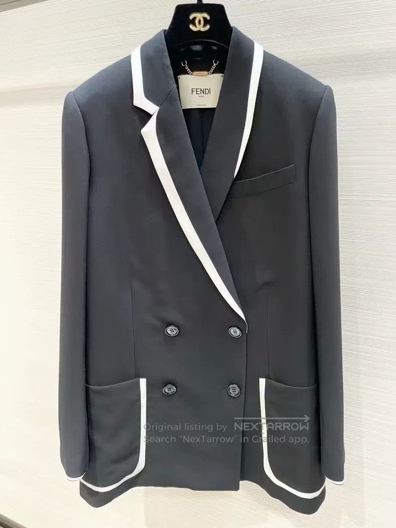 Fendi Fendi Black and white color block blazer jacket, leather a Size XS / US 0-2 / IT 36-38 - 4 Thumbnail