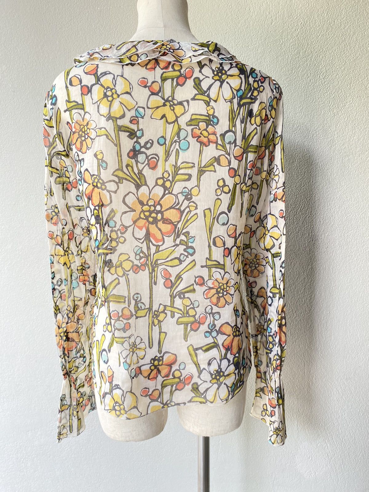 Moschino MOSCHINO Layered Ruffles Floral V-Neck Blouse Size S / US 4 / IT 40 - 15 Thumbnail