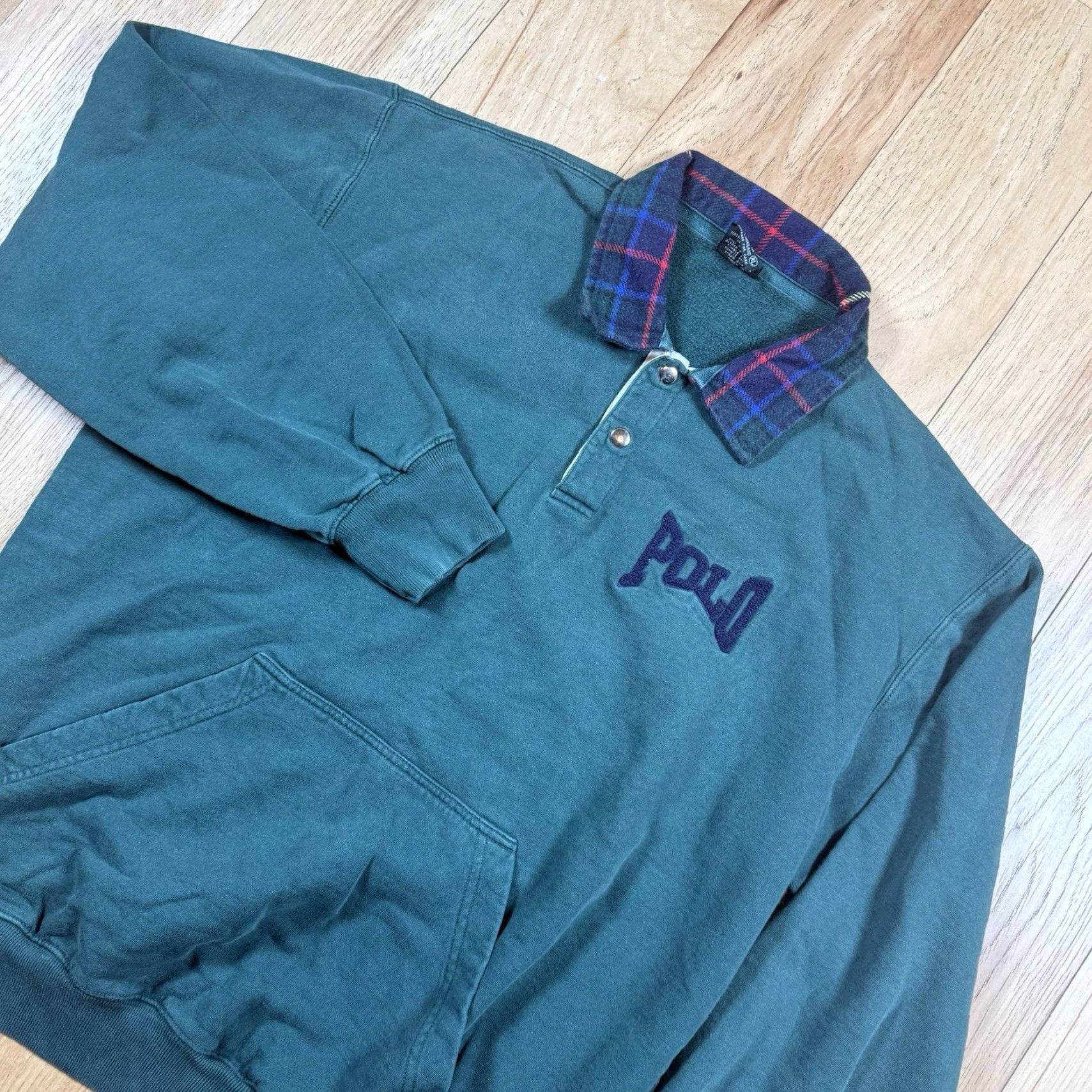 Ralph Lauren VTG Ralph Lauren Polo Quarter Button Sweater Embroidered Mens XL Green Pullover Spellout Size US XL / EU 56 / 4 - 2 Thumbnail