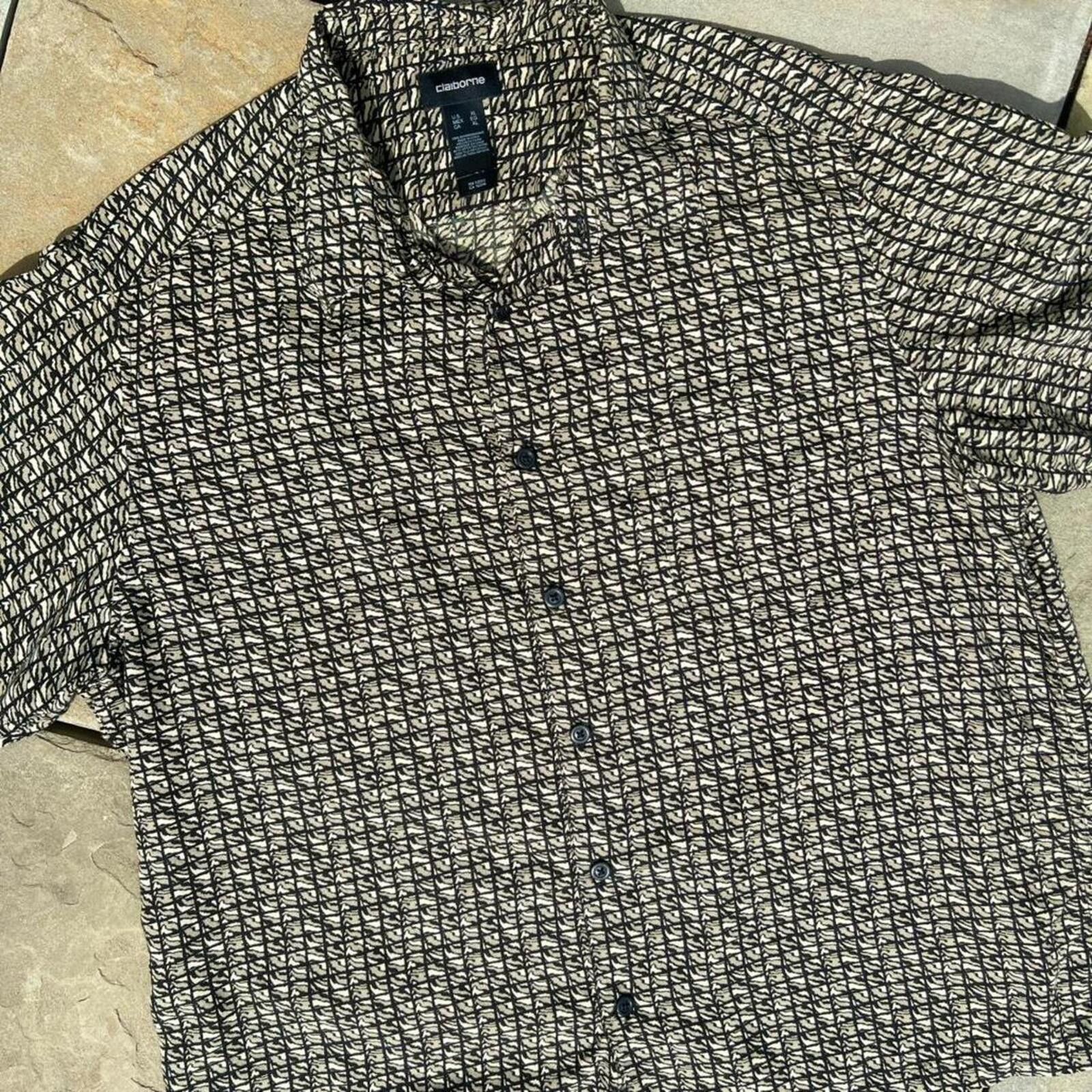 Liz Claiborne Neo-Vintage Y2K Camo Grid Pattern Club Shirt Size US XL / EU 56 / 4 - 2 Thumbnail