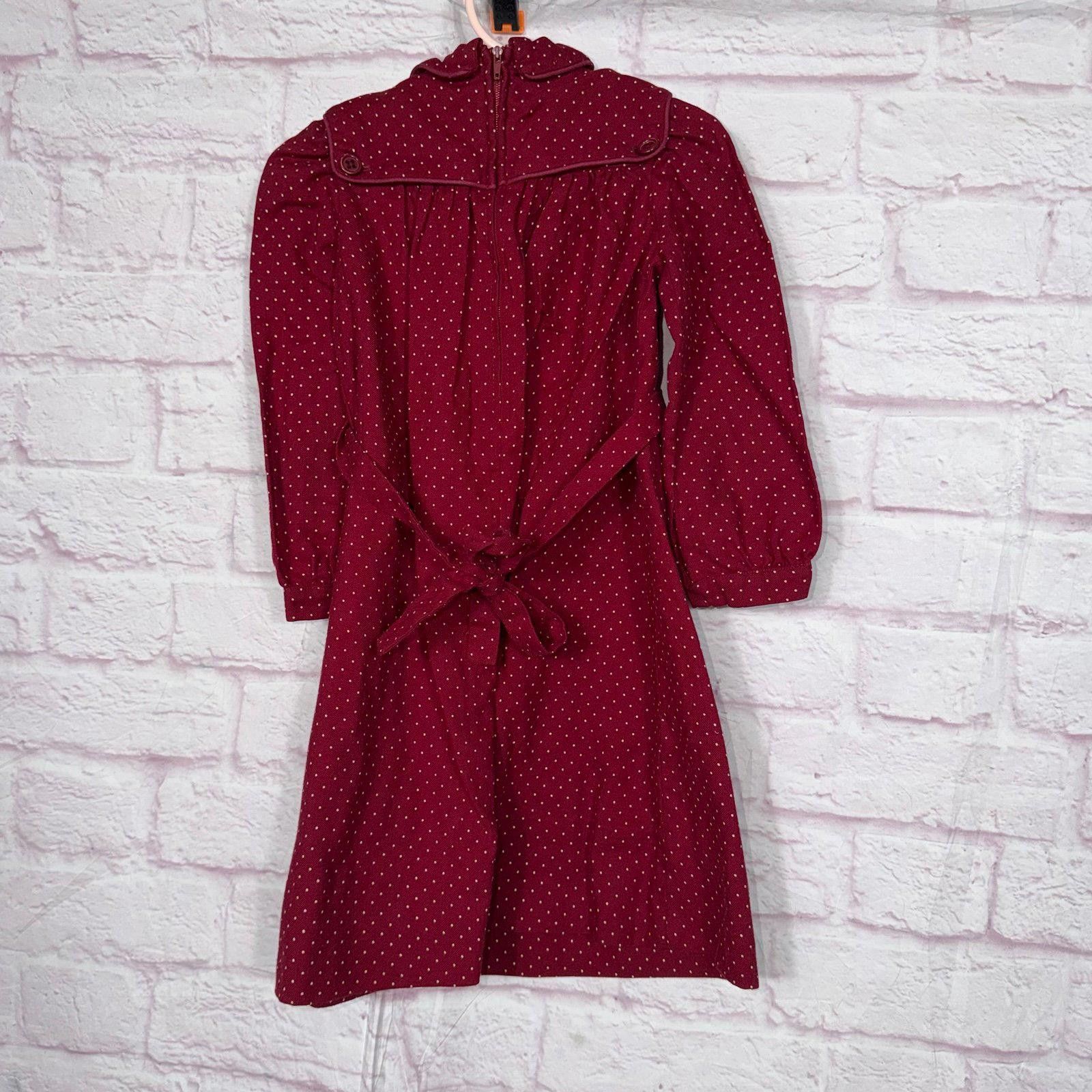 Other Vintage Le Monde des Enfants Burgundy Polka Dot Dress Size 5 Size ONE SIZE - 4 Thumbnail