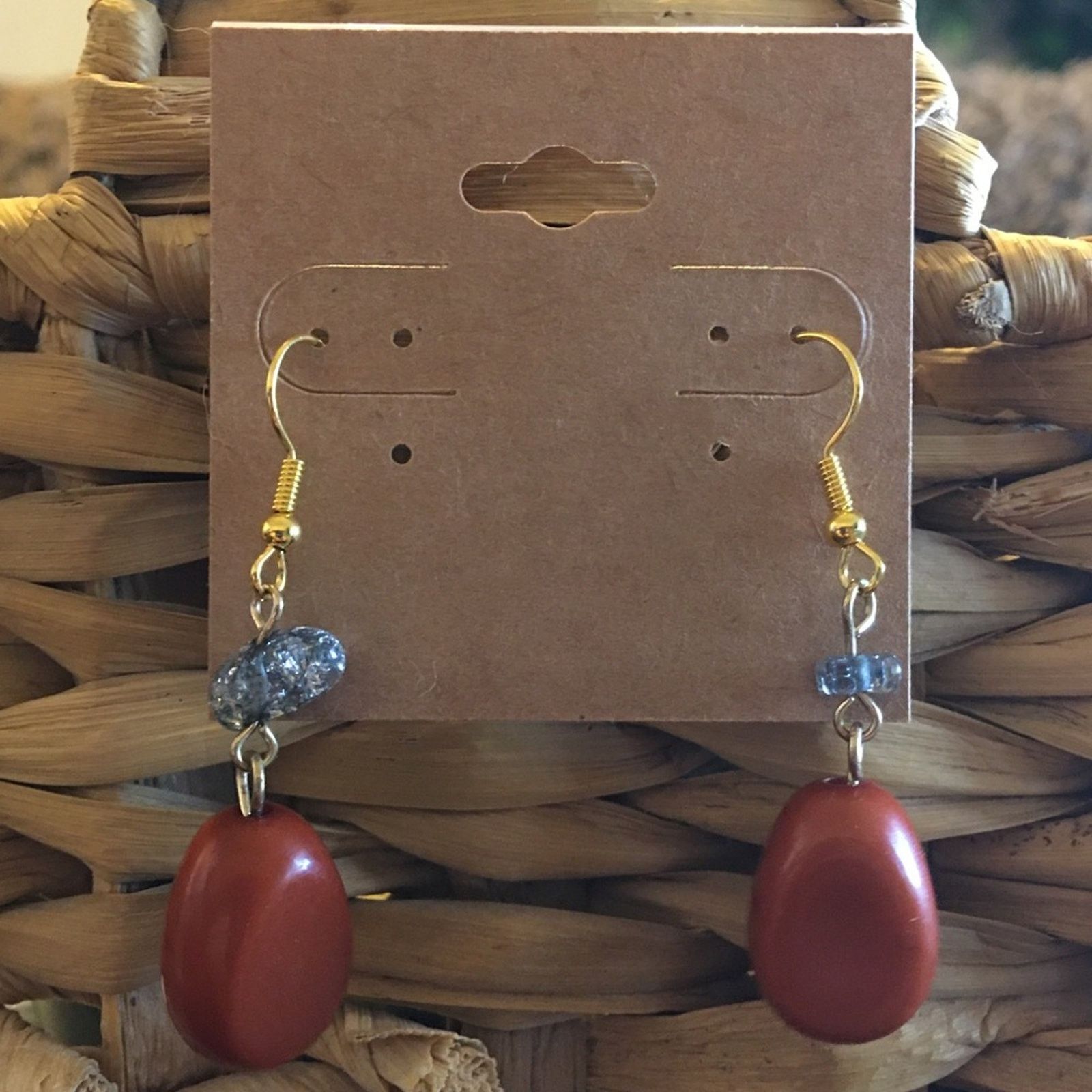 Jewelry Cognac resin bead dangle style earrings Size ONE SIZE - 1 Thumbnail