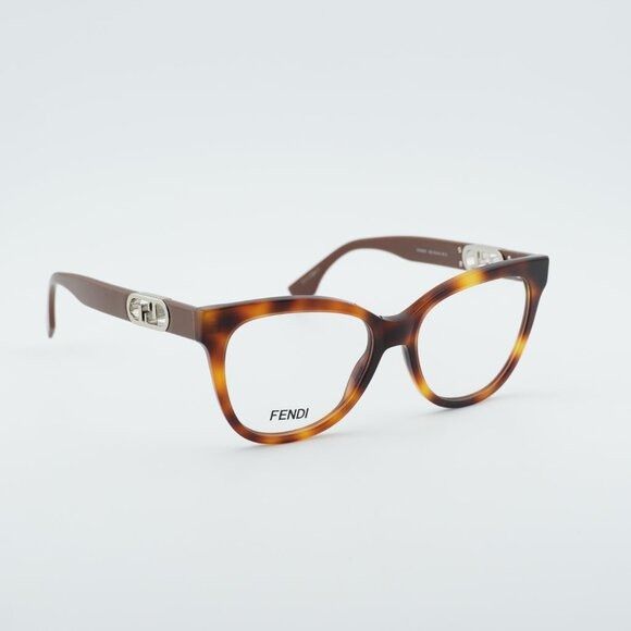 Fendi Fendi FE50093I 053 Eyeglasses Havana 54mm Square Frame Size ONE SIZE - 3 Thumbnail