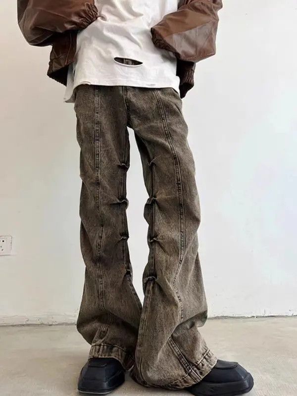 55DSL Vintage brown washed distressed micro-flared jeans Size US 34 / EU 50 - 3 Thumbnail