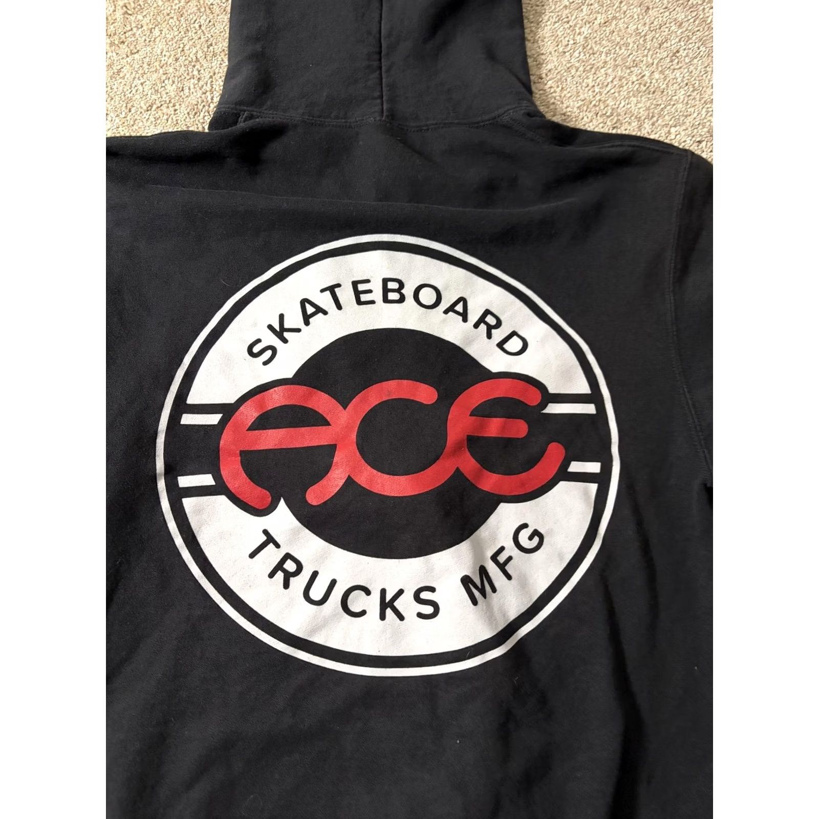 Vintage Ace Trucks Mfg Hoodie Mens Small Black Full Zip Graphic Print Skateboard Trucks MFG 90s? Size US S / EU 44-46 / 1 - 6 Thumbnail