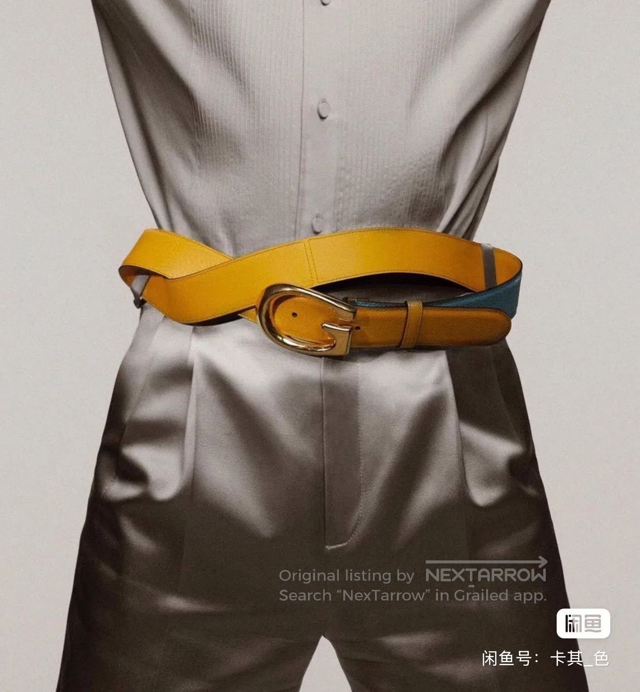 Gucci Guicci size 85 Contrasting Gold Buckle Belt| Size ONE SIZE - 3 Thumbnail
