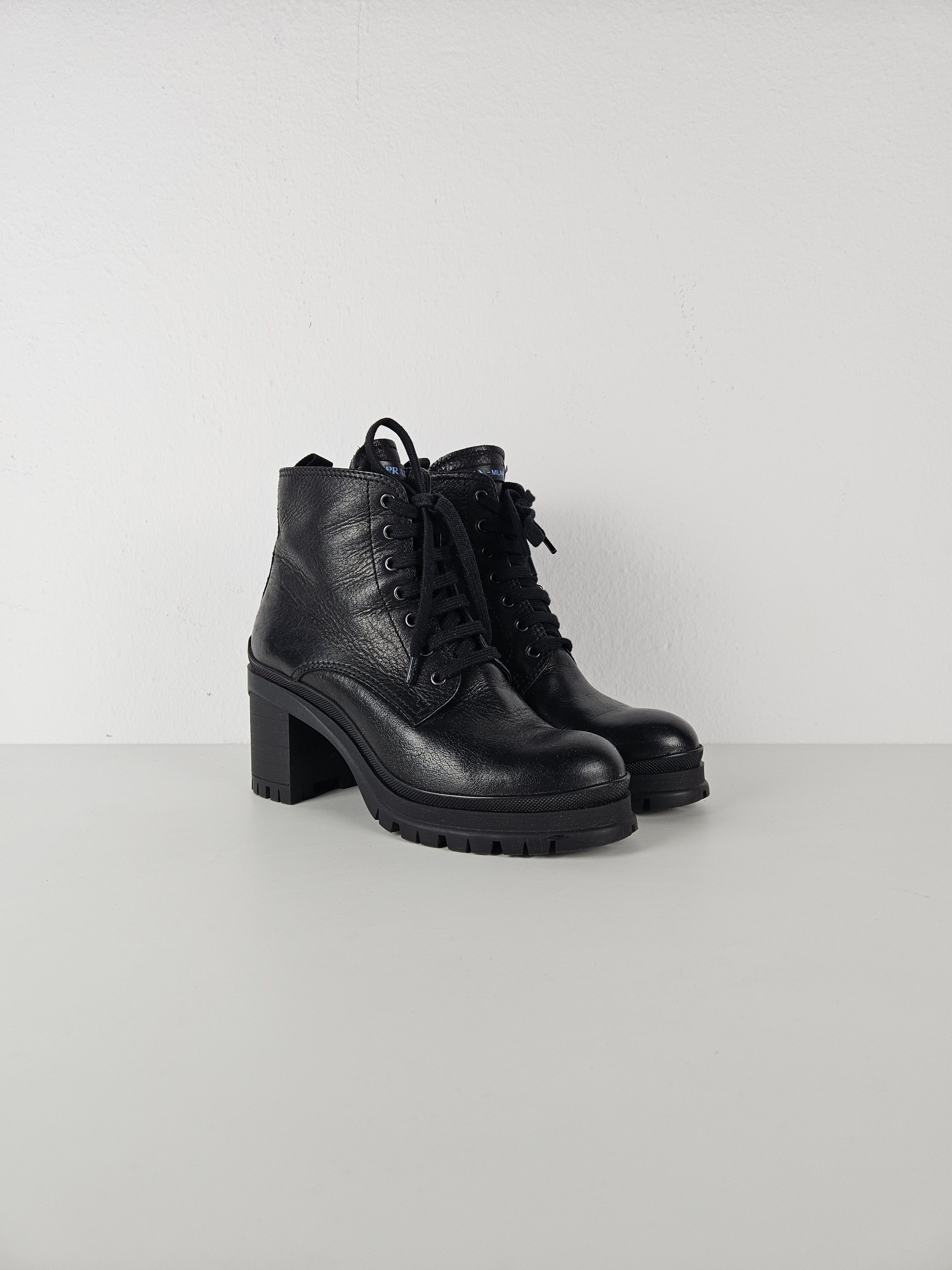 Prada Prada lace up block heel notched sole ankle boots Size US 8.5 / IT 38.5 - 4 Thumbnail