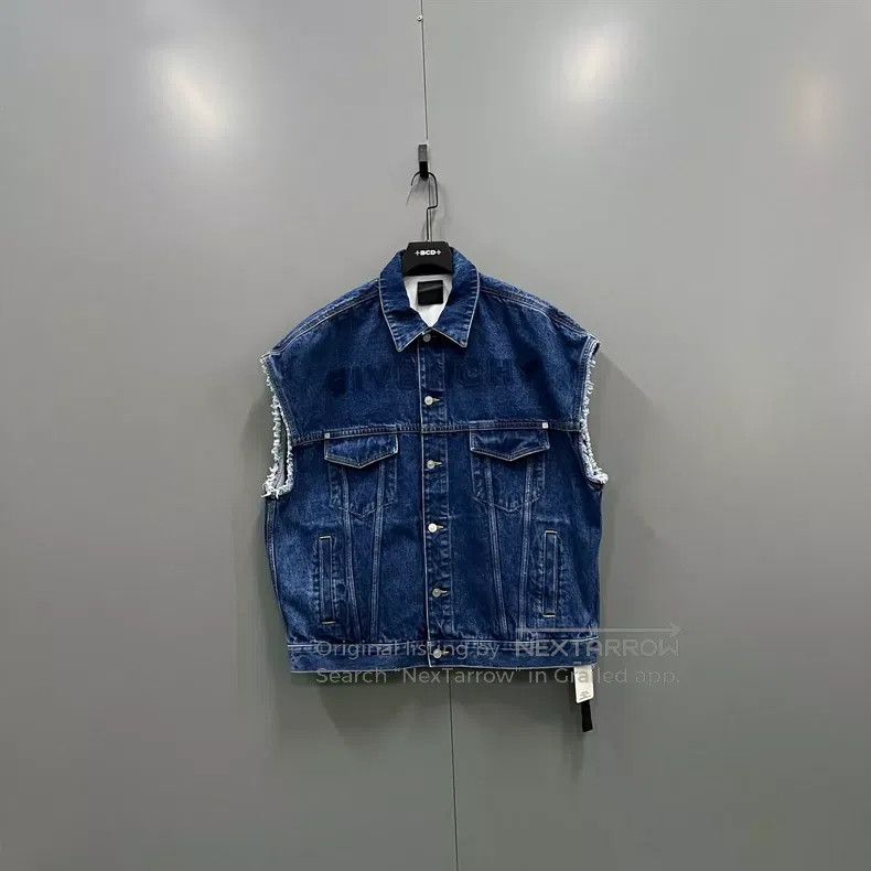Givenchy Givenchy Blue Logo Frayed Denim Vest XXL Size US XXL / EU 58 / 5 - 1 Thumbnail