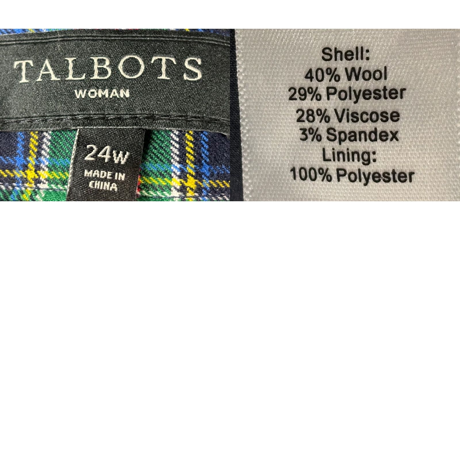 Talbots Talbots Plus Size 24W Wool Blend Plaid Tartan Dress Pants with Bow Detail for Women Size 42" / US 20 - 8 Thumbnail