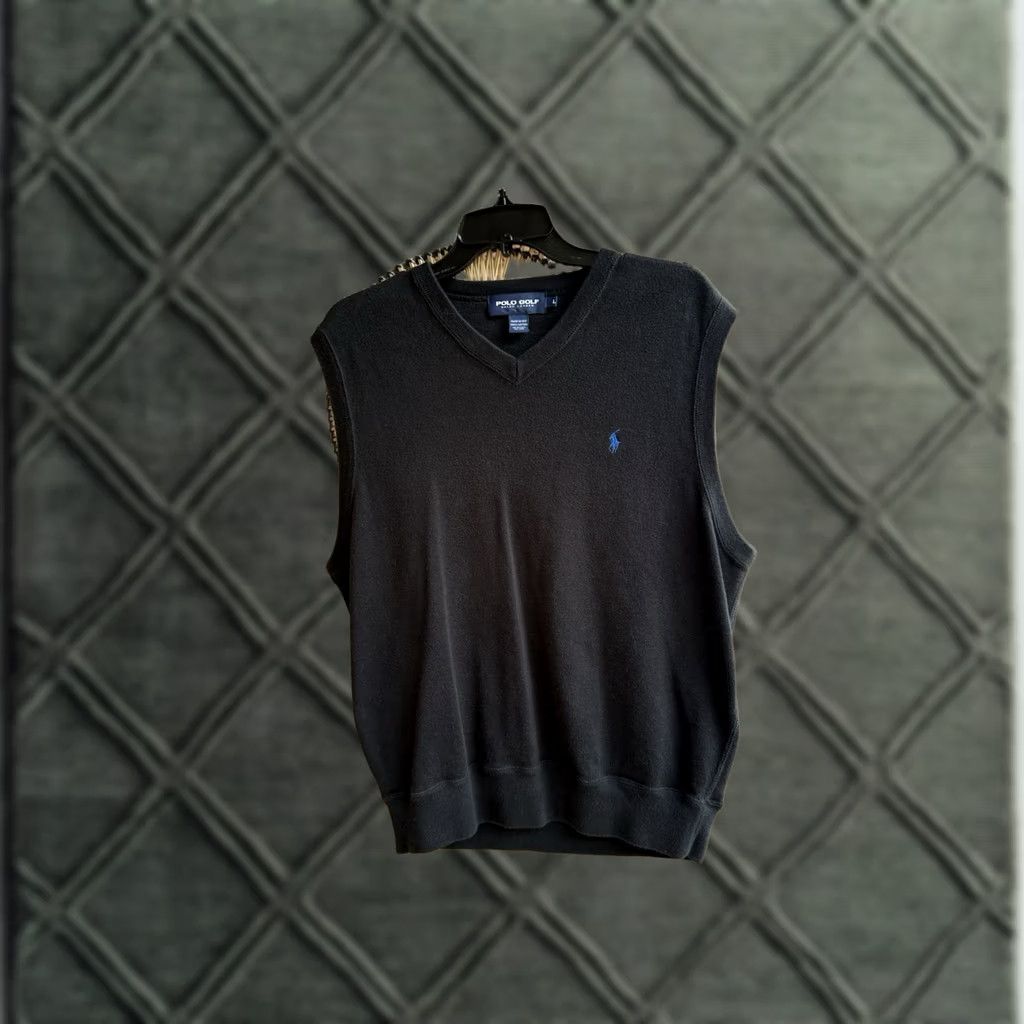 Ralph Lauren Polo Golf Ralph Lauren Sweater Vest Mens Large Black V-Neck Cotton Blue Pony USA Size US L / EU 52-54 / 3 - 1 Thumbnail