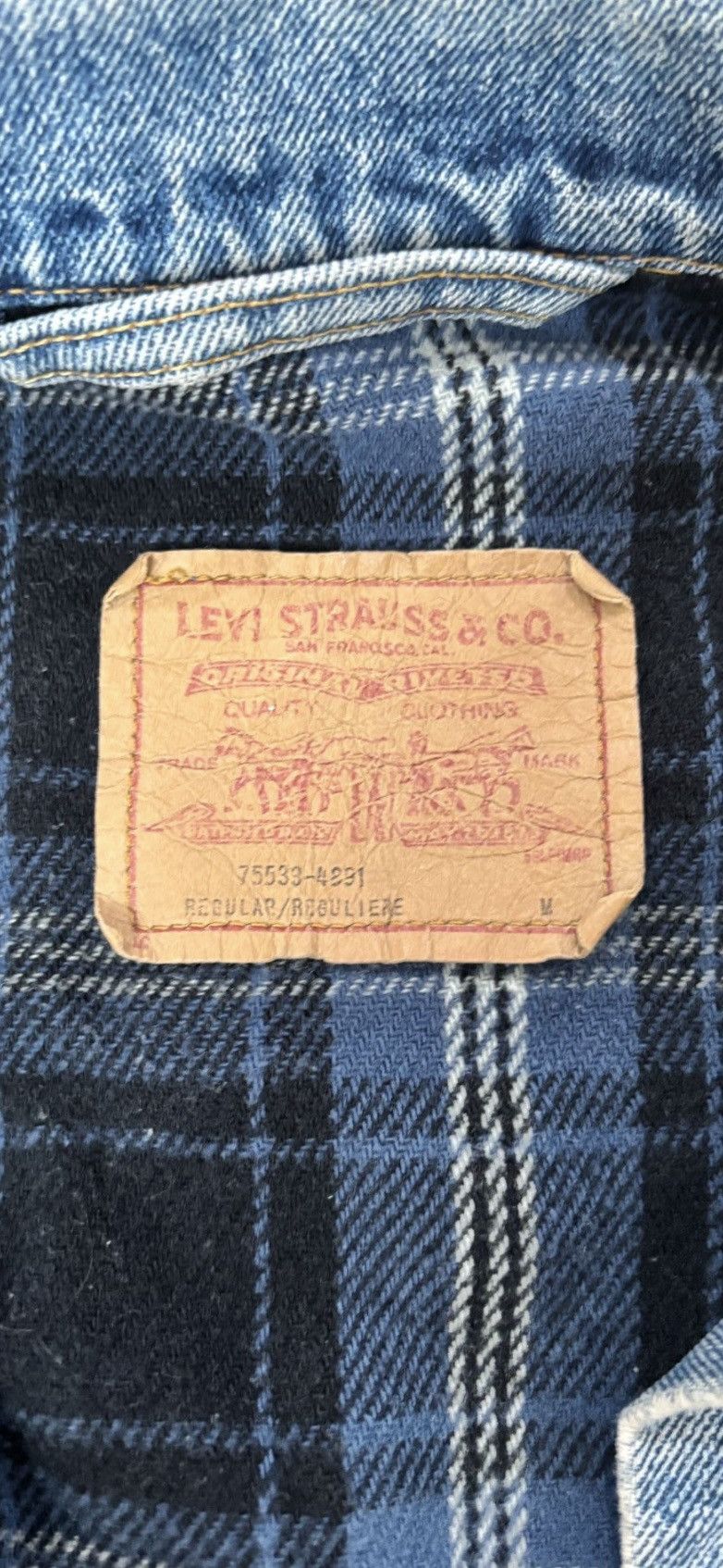 Levi's Vintage Clothing Vintage 90s Levis Plaid Lined Denim Trucker Jacket Size US M / EU 48-50 / 2 - 2 Thumbnail