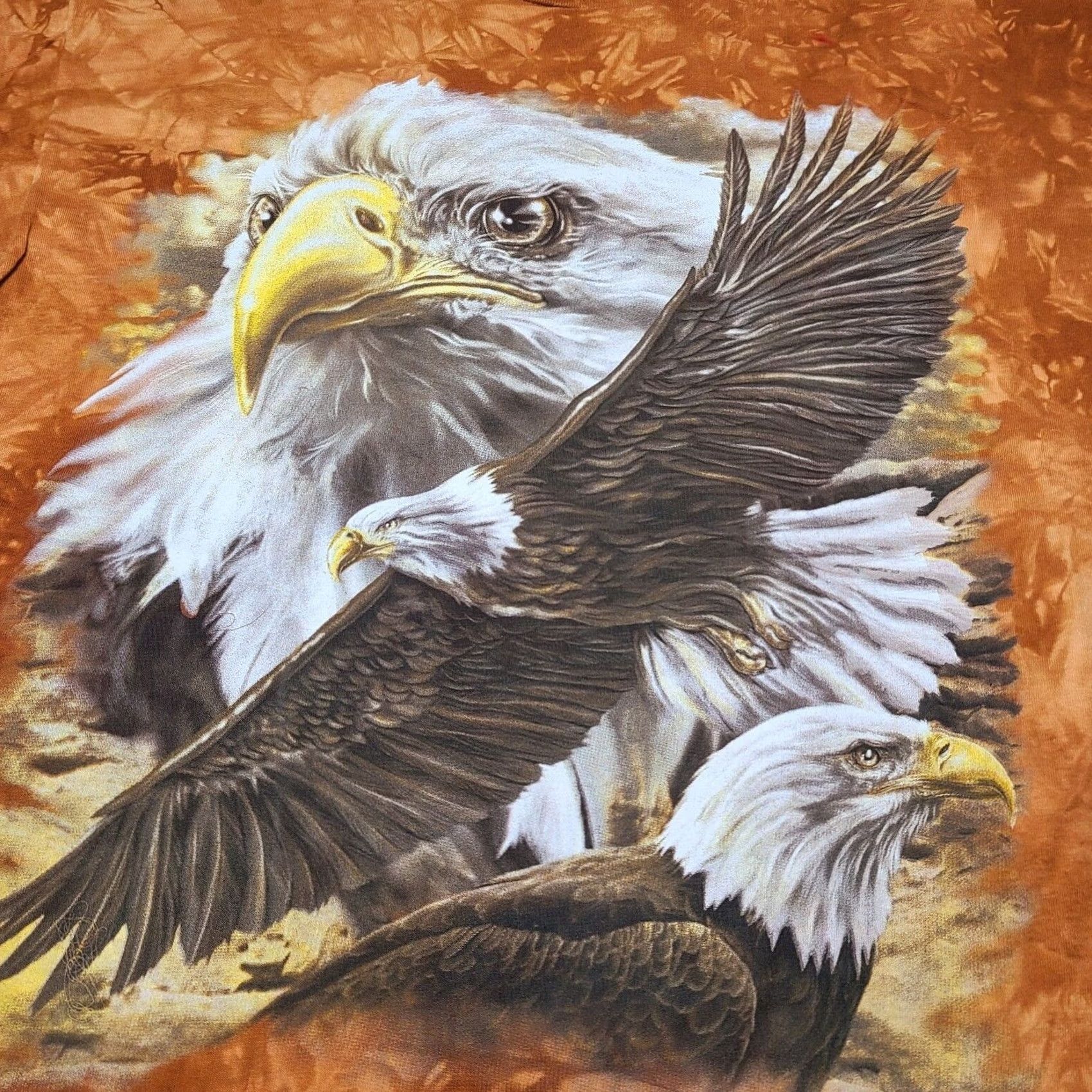 Vintage VINTAGE Back to Earth Eagle Collage T-Shirt XL Orange 90's Size US XL / EU 56 / 4 - 2 Thumbnail